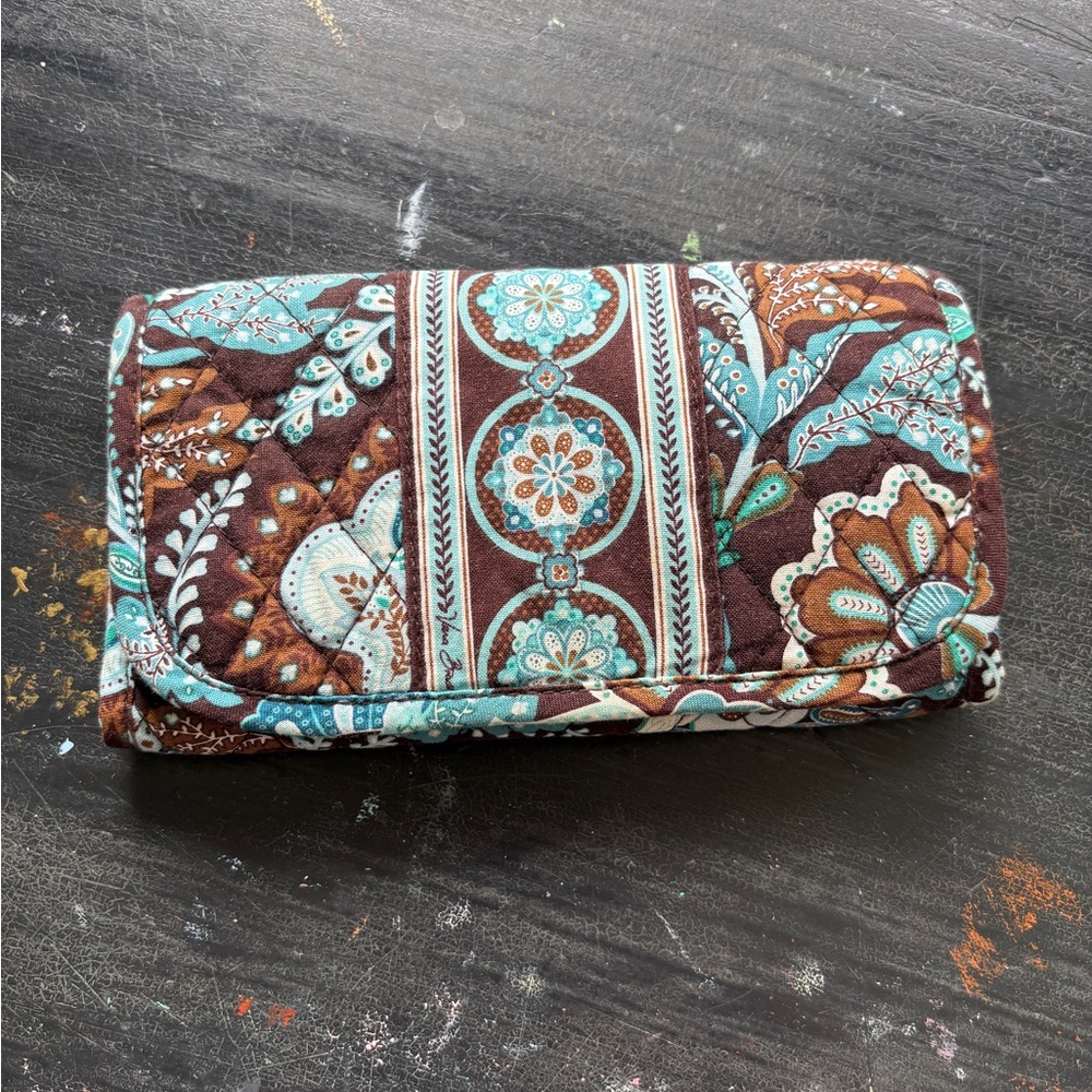 vintage teal and brown vera bradley wallet